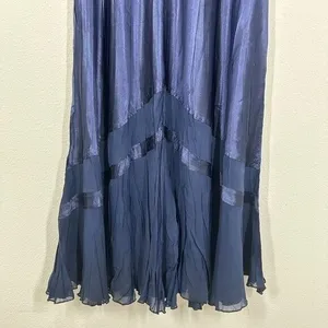 Komarov Navy Blue Women's Size XL‎ Charmeuse & Chiffon Tiered Cocktail Dress thumbnail 4