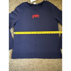 GAP Navy Logo Crew Neck Pullover Sweatshirt Womens Regular S Fleece Long Sleeve thumbnail 11