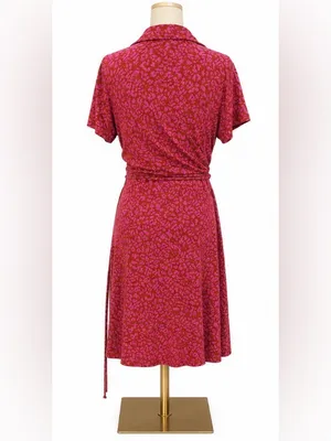 Free People New Romantics Wrap Front Cutout Dress Pink Animal Print Size Large thumbnail 2