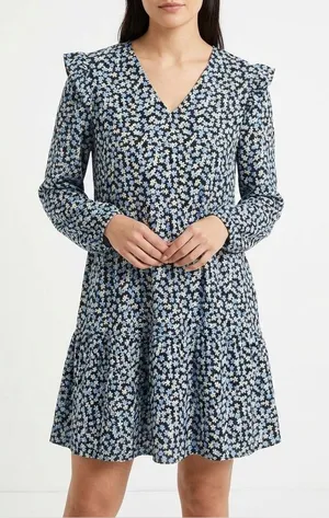 Primark Cares‎ Black Floral Long Sleeve Mini Dress - Size M thumbnail 1