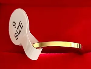 Gold 2mm Band Ring Size 9 Minimalist Stackable Flat Ring thumbnail 1