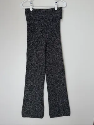 Aerie Sweater Pants Flare Gray Thick Knit Cozy Loungewear Soft & Stretchy Size S thumbnail 2