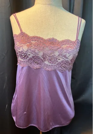 Corma Purple Lace Trim polyester Camisole Top‎ Double Spaghetti Strap One Size thumbnail 1
