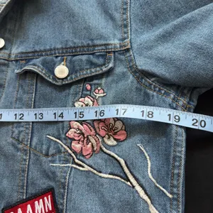 Divided Denim Jacket Embroidered Bird Floral Boho Retro Casual Womens Size‎ 6 thumbnail 8