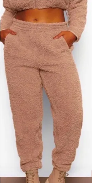 Skims teddy joggers in tigers eye Sz S Comfy Casual Lounging thumbnail 1