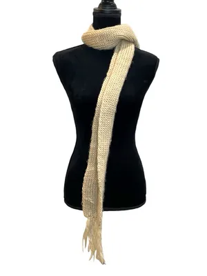 Cream Knit Fringe Scarf thumbnail 3