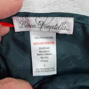 Linea Donatella Large Pajama Set Satin Green Gold Pin Dot Cami Wide Leg Pants thumbnail 10