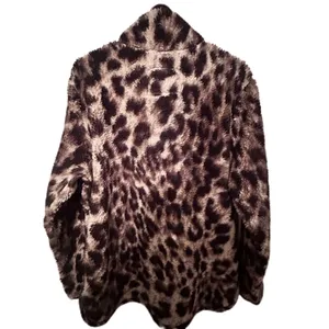 Cozy Sherpa Womens Leopard Print Fuzzy Fleece Pullover Half Zip Women Jacket XXL thumbnail 8