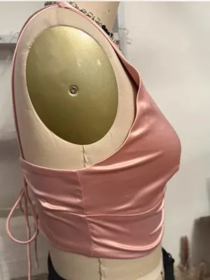 Free People Soft Pink Satin Crop Top W/ Open Back Size X-Small thumbnail 5