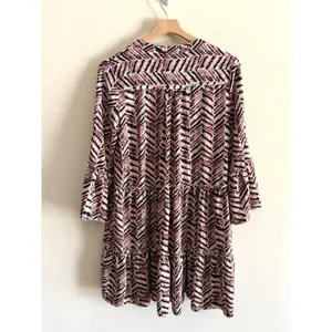 She + Sky Dress Tiered Chiffon Long Sleeved Ruffled Medium Boho‎ Western NWT thumbnail 3