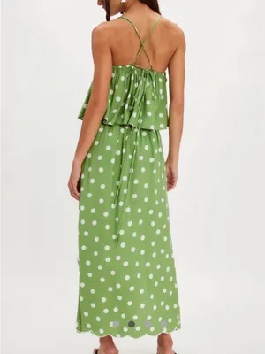 Free People Shamrock Green Polka Dot Two-Piece Skirt Set thumbnail 2