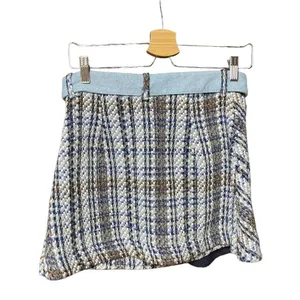 Zara‎ Tweed Weave Mini Skirt in Blue Denim Combination Size Medium thumbnail 7