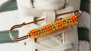 NWT Free People Beaded Shoe Pin in Orange/Green thumbnail 1