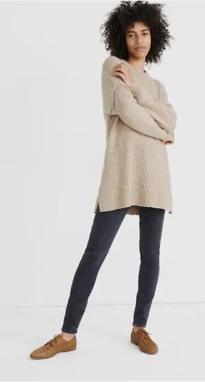 Madewell Women's Baxter Tan Cream Tunic Sweater Alpaca‎ Blend Long Sleeve thumbnail 1