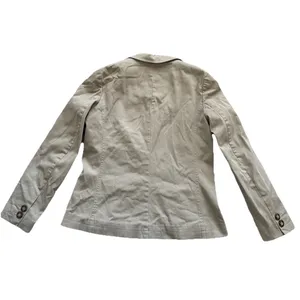 LL Bean Jacket Womens Sz 12R Utility Khaki‎ Cotton Canvas Unlined Blazer Jacket thumbnail 2