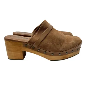 Free People Calabasas‎ Clog Brown Suede Wood Heel Tan Size 41 US 10 thumbnail 8