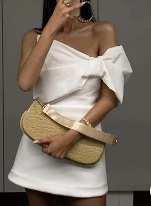 The Label White Bow Dress Size M thumbnail 1