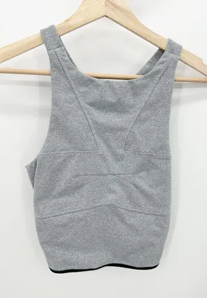 Koral Womens Defense Crop‎ Top Cloud Gray Sports Bra Zipper A6148KS44 Medium NWT thumbnail 1