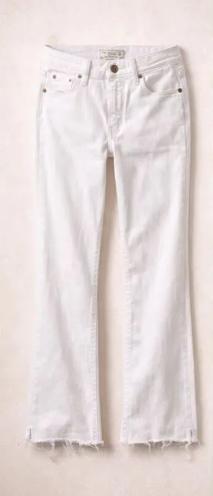 Abercrombie White Jeans 27L Harper Ankle High Rise Raw Hem thumbnail 1