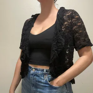Vintage Whimsigoth Periwinkle Witchy Lace Shrug Fits S-XL thumbnail 1