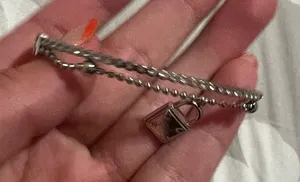 Swarovski Silver Bracelet with Padlock Charm thumbnail 1