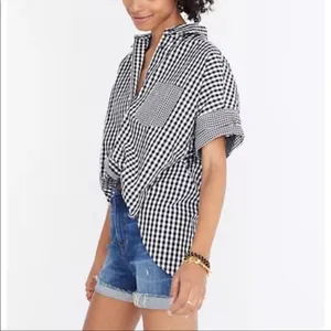 Madewell• Gingham-Play Button-Down Shirt Size S D40‎ thumbnail 2