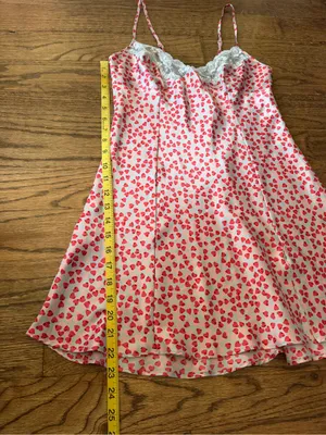 Victoria's Secret Small Night Lace Slip Cami Pink Hearts Valentines Coquette Y2K thumbnail 4