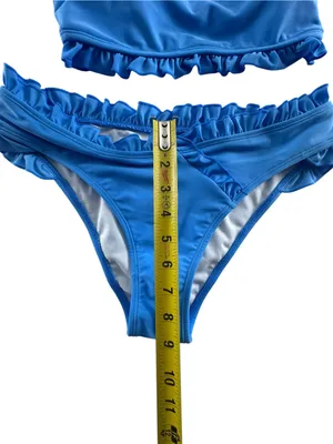 Pink Lily Royal Blue Ruffle Bikini Set thumbnail 6