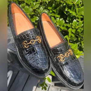Circus by Sam Edelman Deana Black Croc Patent Loafer. thumbnail 4