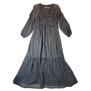 Soft Surroundings Olga Black Sheer Lined Tiered Maxi Dress L Elegant Timeless thumbnail 6