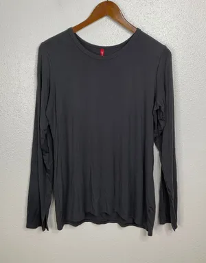 Spanx‎ Womens Long Sleeve Crew Neck Top Charcoal Gray Lenzing Modal Stretch S thumbnail 1