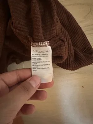 American Eagle Outfitters Brown Ribbed Hoodie Sweater Size XS 0138 thumbnail 3