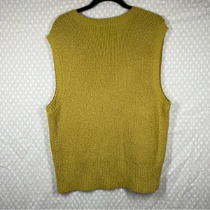 Free People Beach Green Yellow Knit Penny V Neck Sweater‎ Vest thumbnail 5