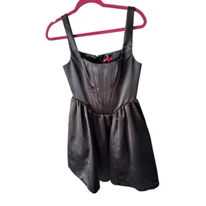 Staud Landscape Mini Dress Satin Black Size 2‎ thumbnail 4