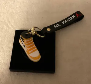 Jordan Yellow Sneaker Keyring with Black Branded Strap thumbnail 1