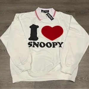 snoopy peanuts white long sleeve sweater tee shirt thumbnail 1