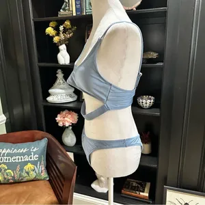 Brazilian Style Shimmery Blue Bikini Set Size Large (NWOT) thumbnail 6