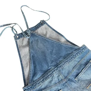 American Eagle Denim Overalls Romper Shorts Blue Size M Shortall‎ Distressed thumbnail 9