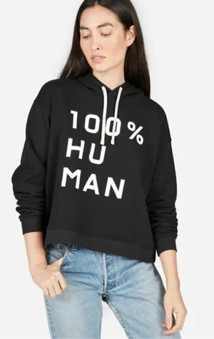 Everlane The 100% Human Typography‎ Hoodie black and white size large thumbnail 1