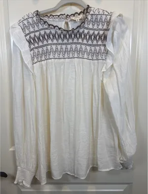 Women's Perch By Blu Pepper Boho Long Sleeve Tunic Top Size 1XL Shirt Cottage thumbnail 1