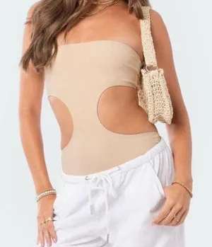 Edikted Vivie Ribbed Cut-Out Bodysuit thumbnail 1