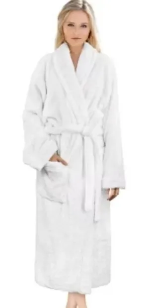 Stars Above Women's Size XL/XXL Plush Robe White Pockets Long Sleeve Wrap Tie thumbnail 1