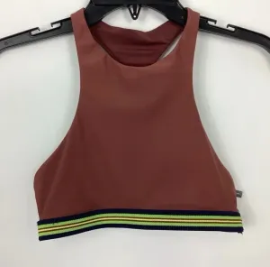 Aerie Racerback High Neck Swim Crop Top Brown thumbnail 1
