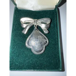 VTG Kirk Stieff March Flower Of Month‎ Pin Brooch Jonquil Pewter Dangle NOS Box thumbnail 2