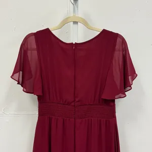 NWT‎ Ever Pretty Burgundy High-Low Chiffon Flutter Sleeve Midi Dress Size 6 thumbnail 5