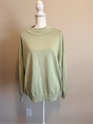 Free People Green Palm Springs Pullover oversized woman's size XS NWOT thumbnail 4