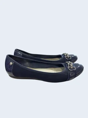 Anne Klein AK Sport Navy Ballet Flats Chain Accent Women’s Size 10M thumbnail 4