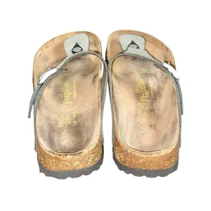 Papillio By Birkenstock Gizeh Metallic Silver Leather Slip-On Thong Sandals 39 thumbnail 6