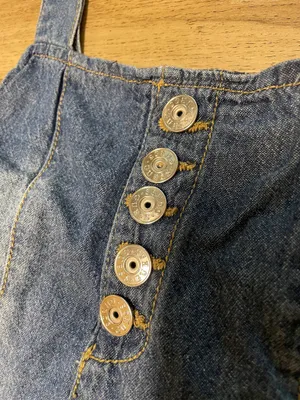 GUESS Girls' Denim Button-Front Romper - Dark Blue Size Large Jumpsuit thumbnail 8