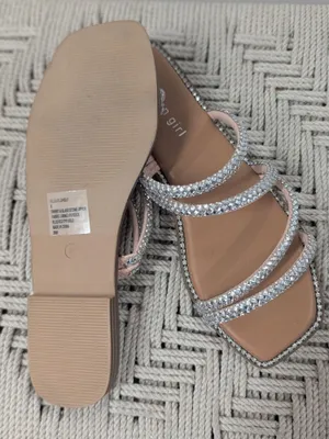 Madden Girl Posh Rhinestone Bling Strappy Slide Sandals Nude Blush Size 8 NWT thumbnail 6